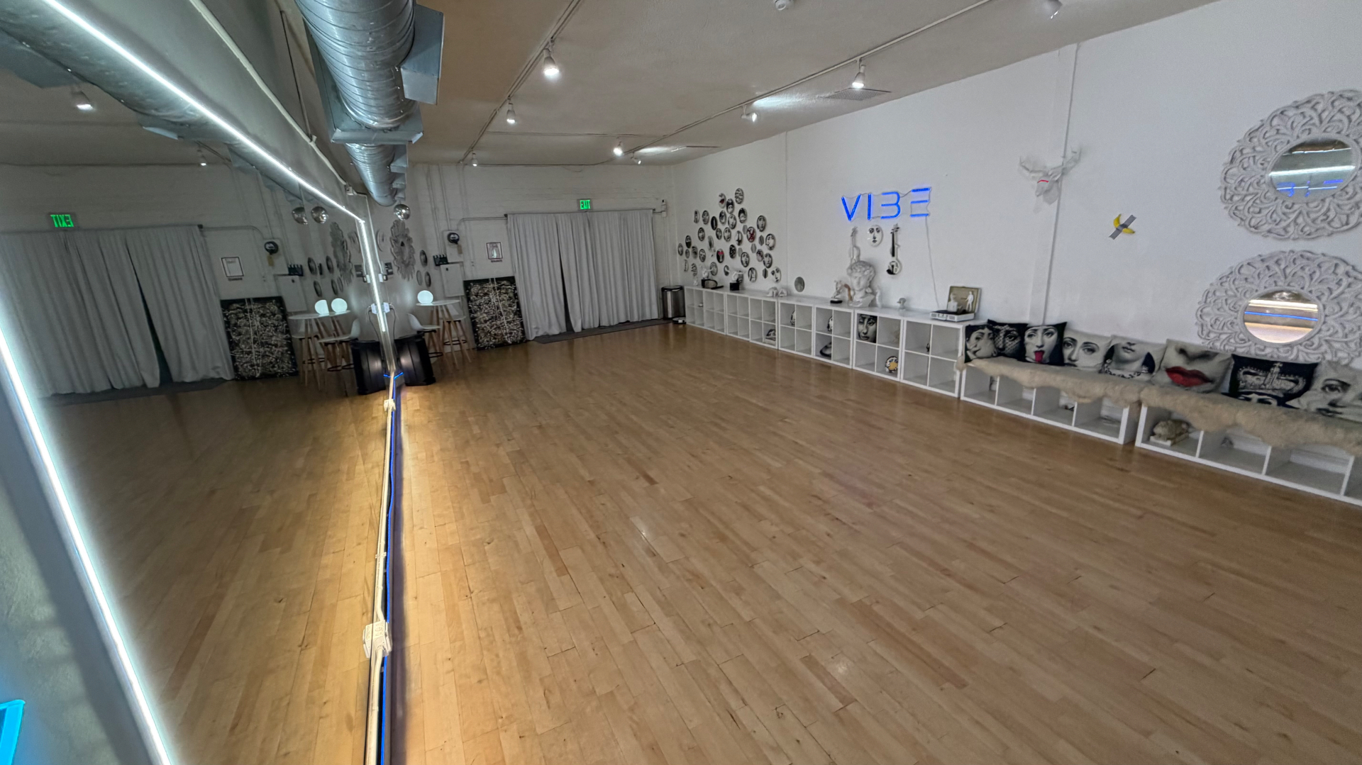 Wide view of the private studio